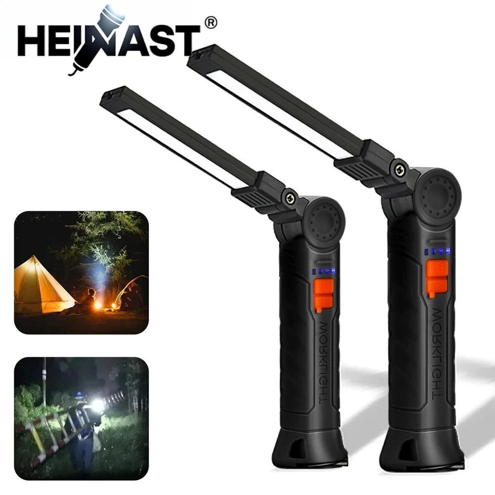 COB Work Light LED Work Flashlight With Magnetic Base Rechargeable Hanging Hook 360° Rotate Portable Inspection Light Camping