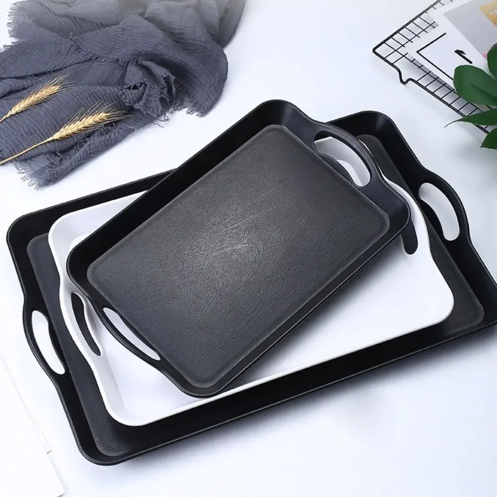 

Plastic Food Serving Trays with Handles Rectangular Kitchen Table Trays Dessert Trays Acrylic Fruit Plate Storage Supplies