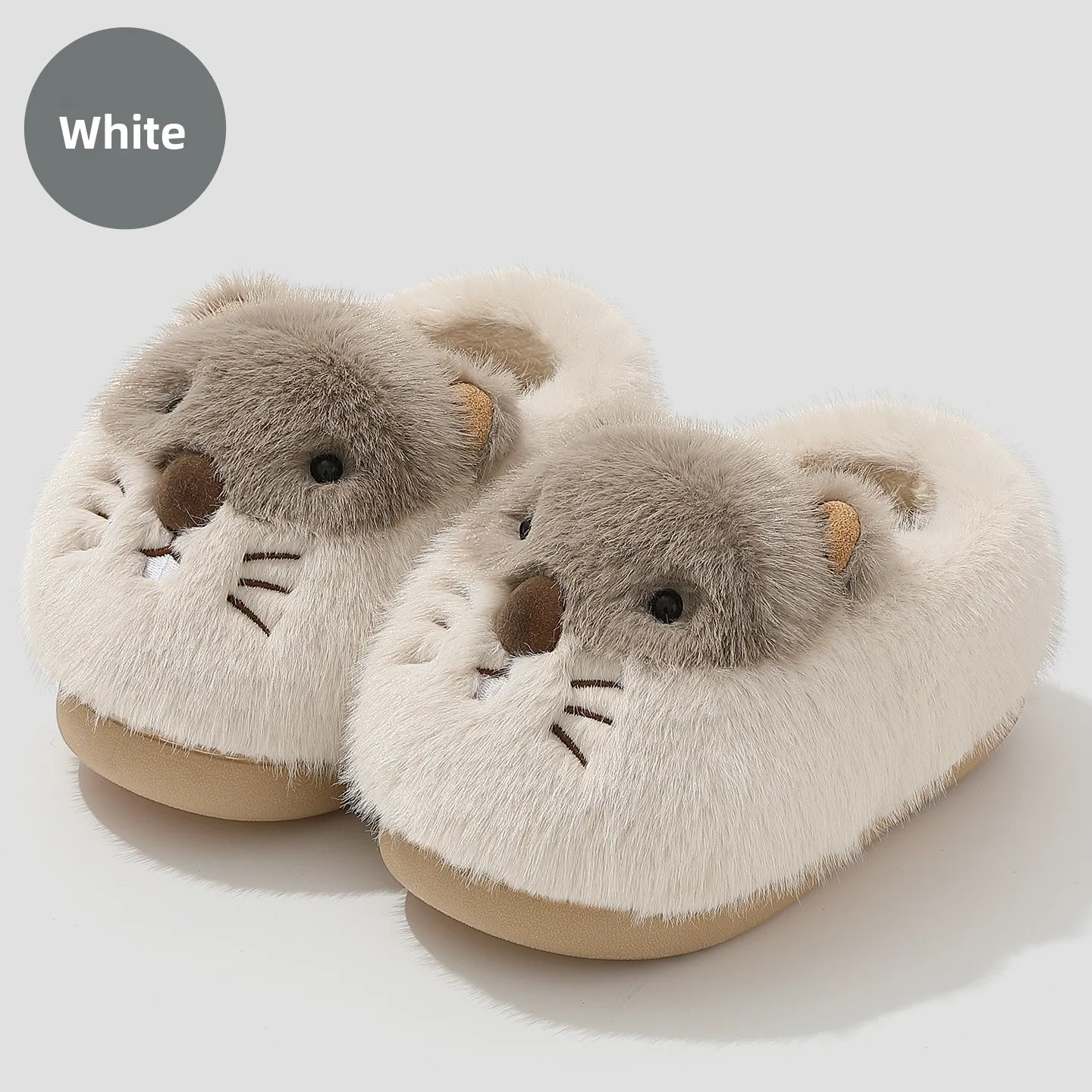 New Cute Slippers for Women Cartoon Cotton Shoes Fall/Winter Homewear Indoor Thick-Soled Plush Warm Cotton Slippers for Men