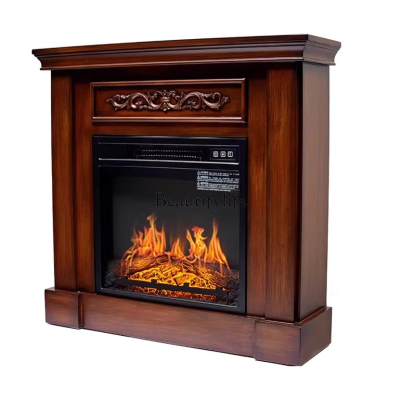 

European fireplace decorative cabinet American simple solid wood light luxury home heater fireplace frame ivory white fireplace