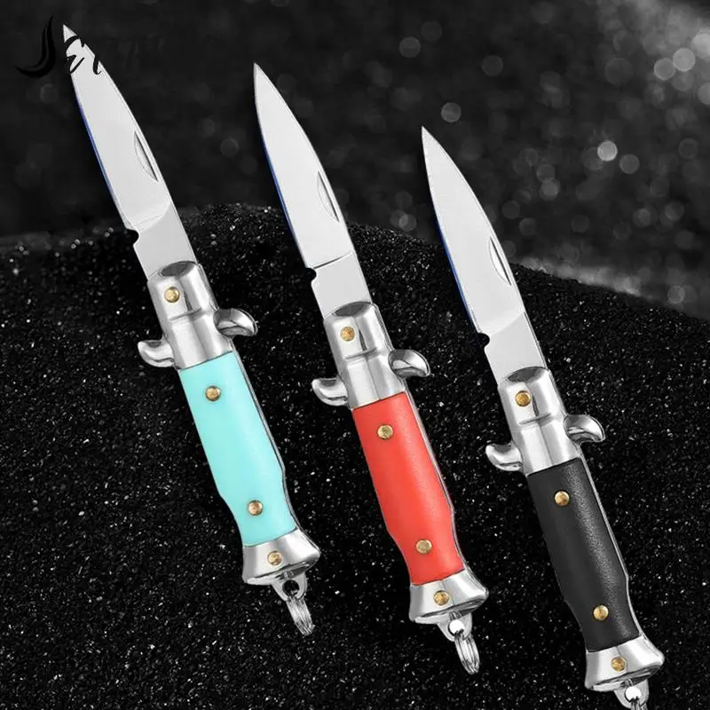 Aço inoxidável portátil Folding Mini Pocket Knife Multifuncional Keychain Pendant, cortador de lâmina, Camping Tool, abridor ao ar livre