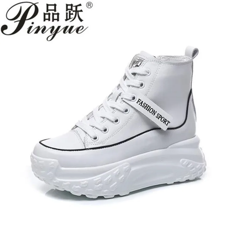 Genuine Leather Wamen Sneaker Luxury 6cm Platform Women Shoes Chunky Sneakers Women Vulcanized ShoesThick Soled Boots 34-40