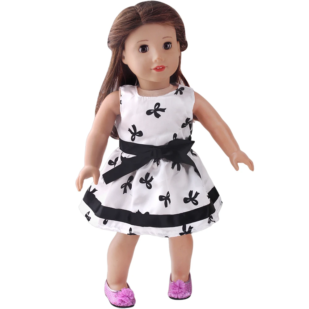 Vestido estampado de coração de verão, urso e geração, boneca americana de 18 espaços, vestidos florais, 43 cm, acessórios de roupas de bonecas