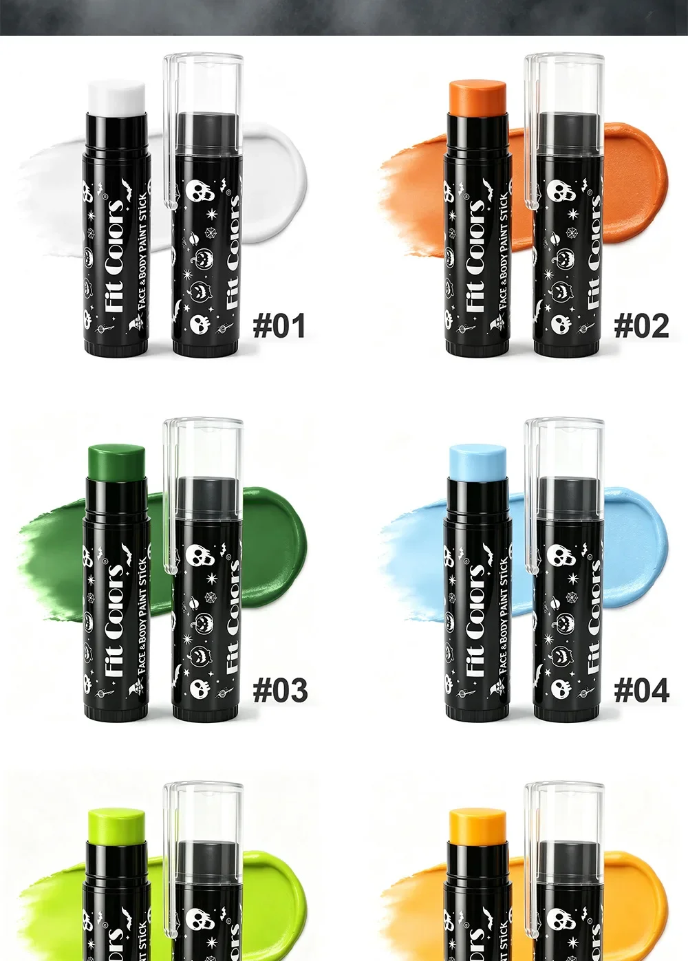 12 Farben Gesichts- und Körperfarbstifte Wasserfeste Matte Schwarze Weiße Mischbare Stifte Langanhaltende Make-up Halloween Kosmetik – Detail 12
