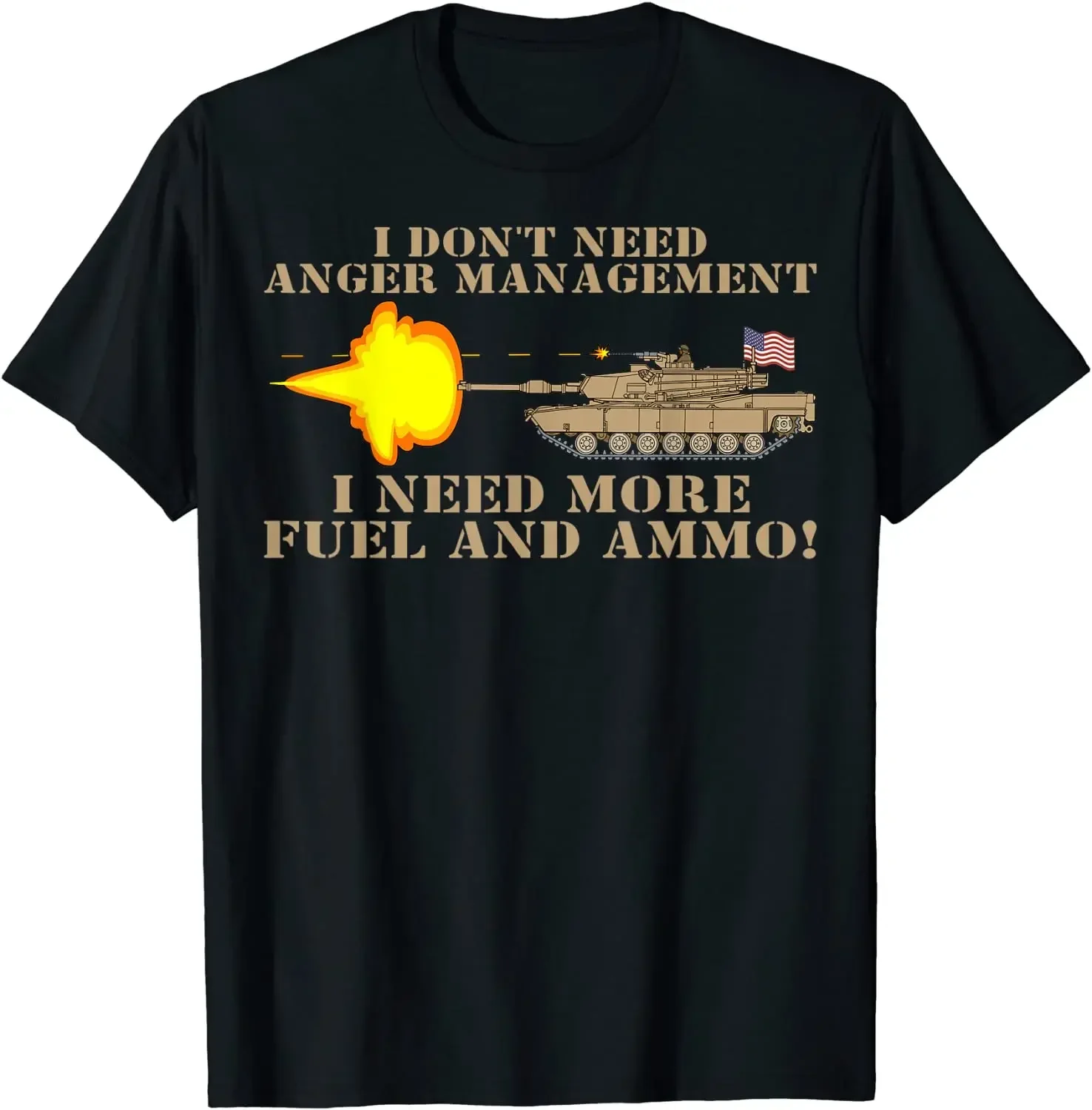 

M1 tank funny patriotic American flag T-shirt summer cotton O-neck short sleeve shirt