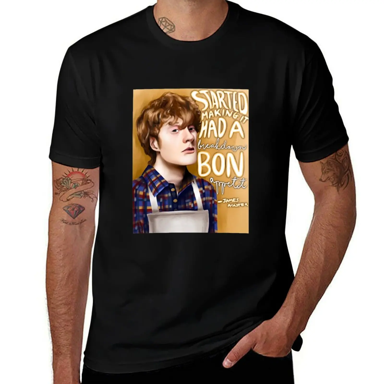 James Acaster ‘Started making it. Had a breakdown. bon appetit’ T-Shirt Streetwear Print Tee Shirt