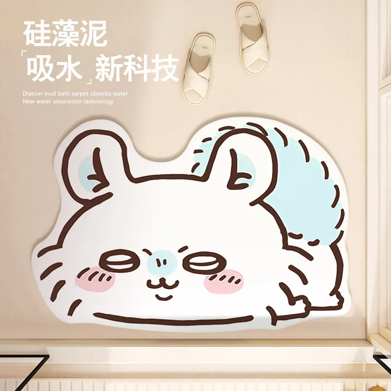 Alfombra absorbente de dibujos animados Momonga Chiikawa, alfombra de secado rápido Rakko Shisa, cojín para puerta del baño, alfombra antideslizante para baño