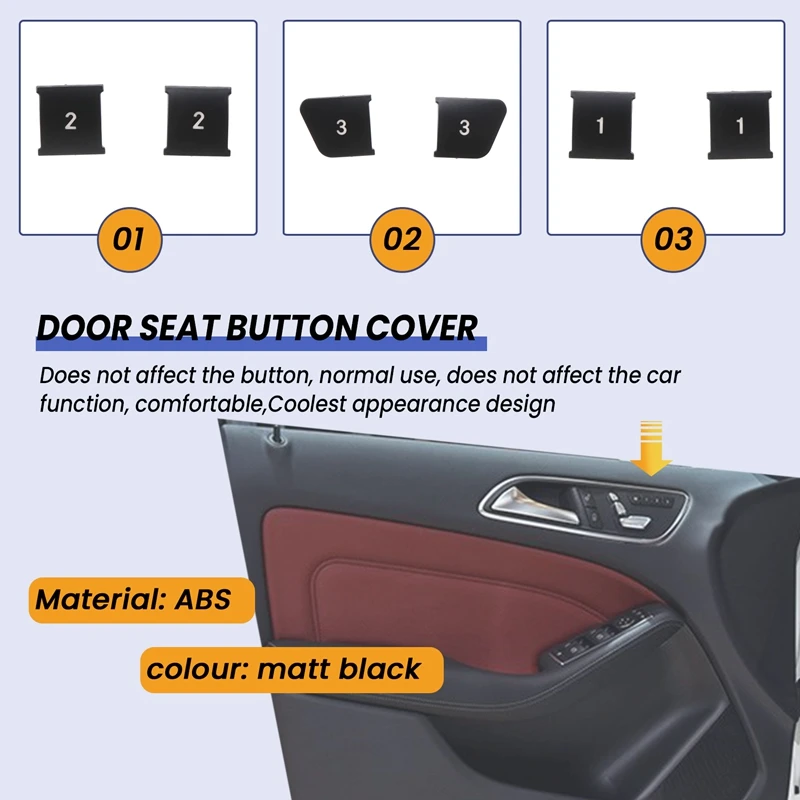 12Pcs Car Door Seat Memory Lock Switch Buttons Stickers Cover Trim For Mercedes Benz A B C E Class CLA GLA GLE GL GLS ML