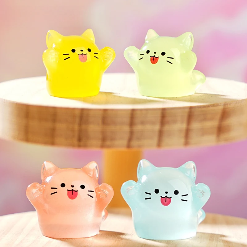 

New 5/10Pcs Cute Luminous Kitten Miniature Figurine Kawaii DIY Home Car Desktop Decor Accessories Gifts