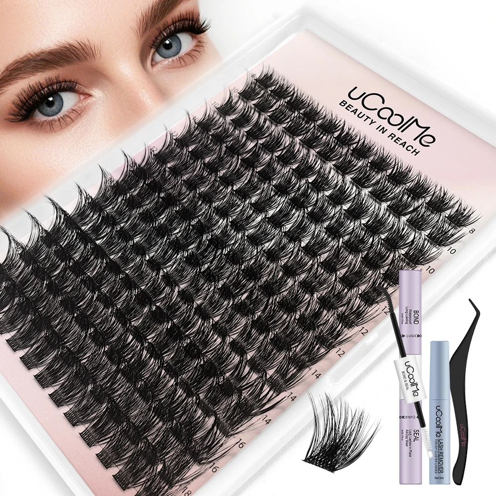 ucoolme-まつげマジック-005-ミリメートル-diy-ラッシュクラスターキットボンドとシールピンセット付き防水長持ちつけまつげエクステンション