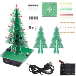 DIY 3D Christmas Tree Soldering Practice Assemble Kit Project Electronic Science with 7 Colors Flashing LED Circuit DIY Kit