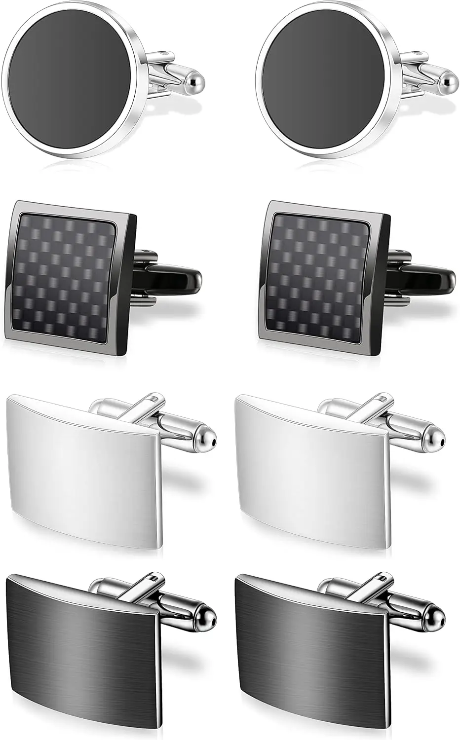 

4 Pairs Cufflinks Set for Men - Unique Business Groom Gifts