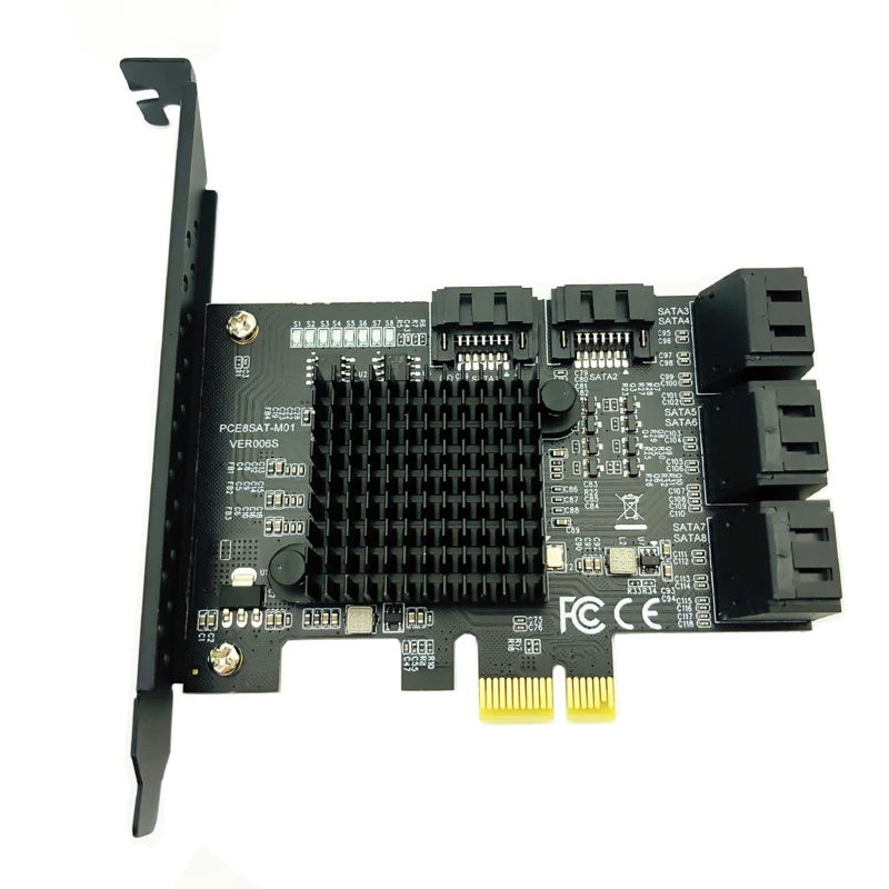 Tarjeta de expansión SATA 3 PCI Express de 8 puertos, controlador PCI-E SATA, tarjeta PCIE 1X a SATA SATA3.0, adaptador de 6Gb, tarjetas adicionales para HDD SSD