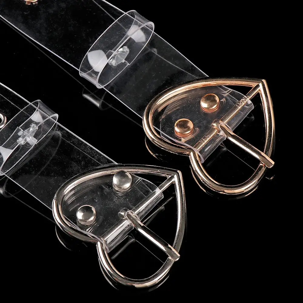 Fashion Transparent Women Belt Clear Round Square Heart Pin Buckle Wide Waist Bands Ladies Waistband Invisible Punk Waist Belt