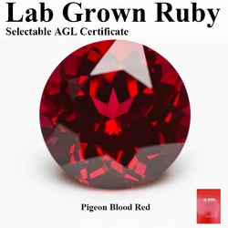 Round Shape Ruby Pigeon Blood Red Lab Grown Gemstones Charm Beads for Diy Jewelry Making Materials Selectable AGL Certificate