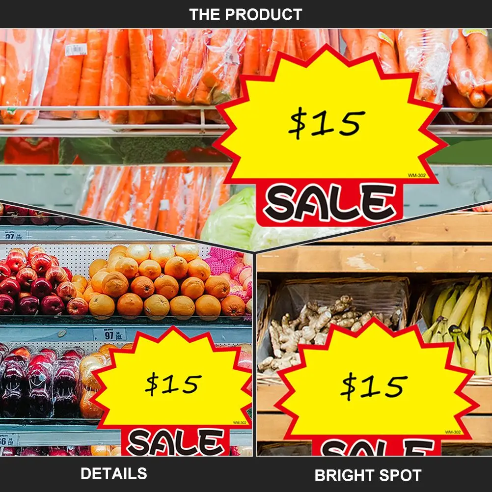 50 Pcs Commodity Price Tag Advertising Signs Detachable Promotional Tags Advertisement White