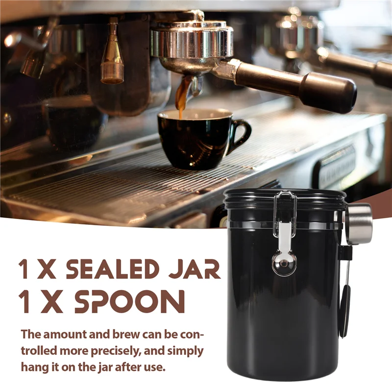 

FO-Coffee Jar Герметичная банка в зернах 500 г, контейнер для зерен 1,8 л, вакуумная кофейная коробка с ложкой для хранения кофейного порошка, чая, какао