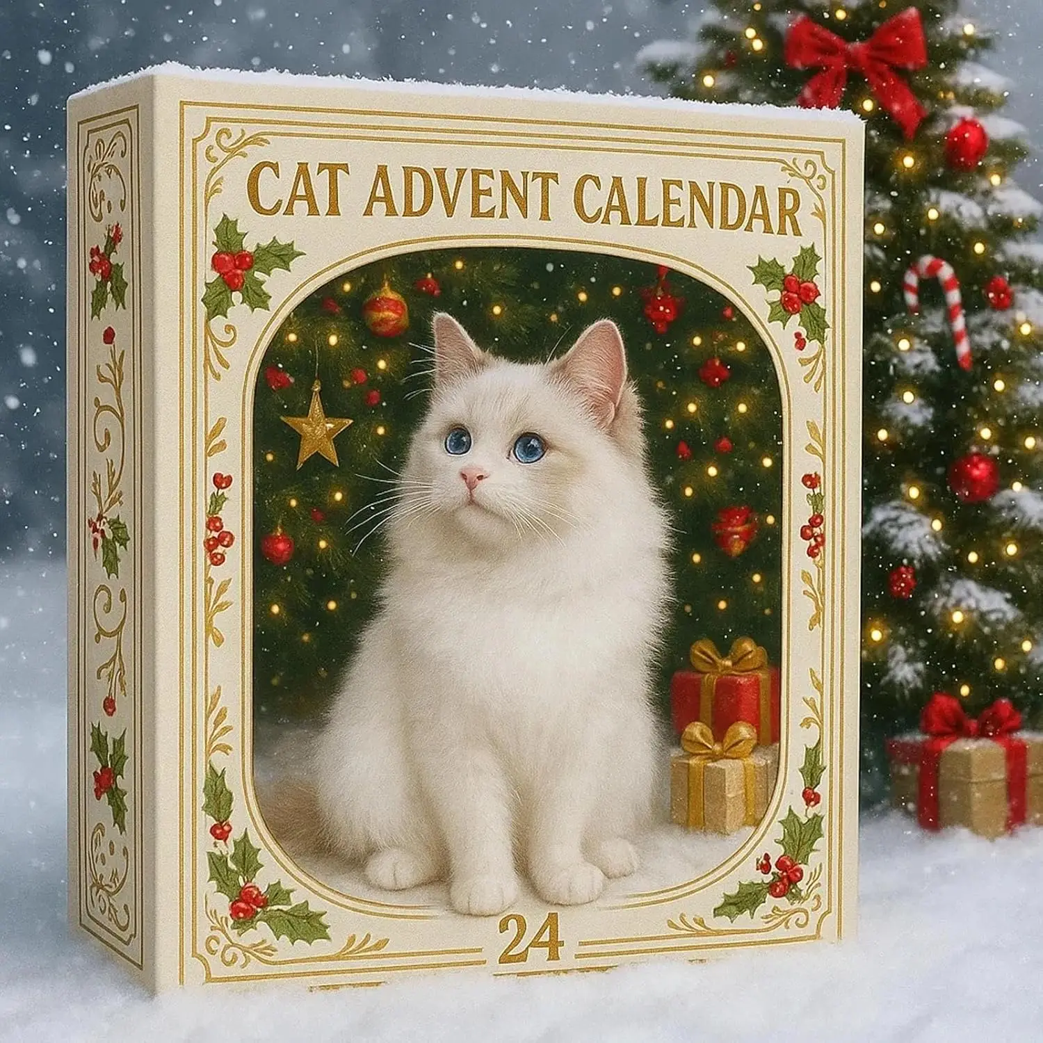

Cat Decoration Set Festive Cat Advent Calendar Kitten Ornament Collection Decorative Cat Lover Gift Set For Window Pane Car