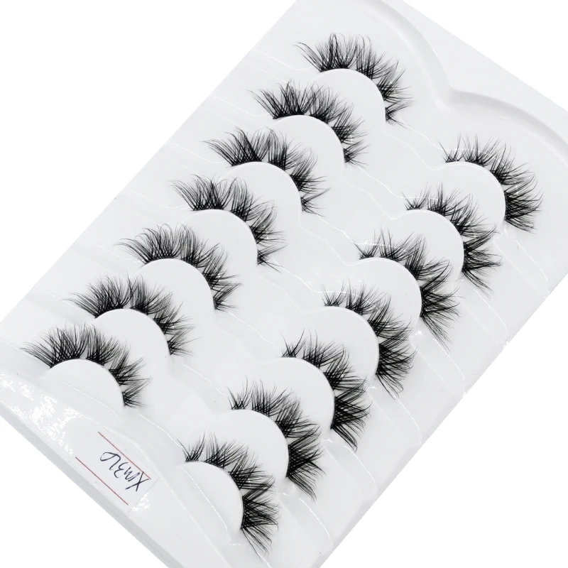 New Clear Band Lashes Natural Long 3D Wispy Mink Eyelashes Lightweight Invisible Band Fluffy Eye Lashes 7 Pairs Fake Eyelashes