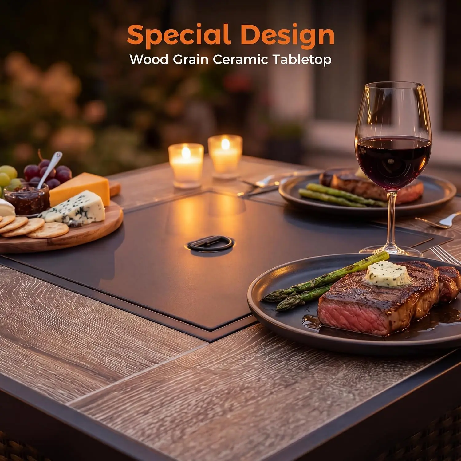 30 in Fire Pit Table Outdoor, Square Firepits for Outside Backyard, Patio