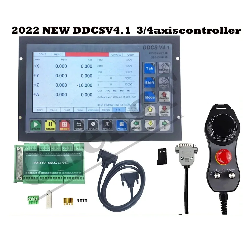 

CNC Newest DDCSV4.1 3/4 Axis G Code CNC Offline Stand Alone Controller For Engraving Milling Machine With E-Stop MPG Handwheel