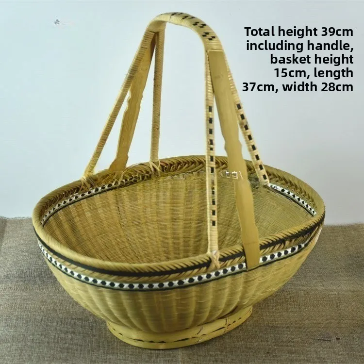 منتجات الخيزران سلال منسوجة من الخيزران شراء سلال خضروات سلال التسوق سلال منسوجة من الخيزران مقبض باس #5