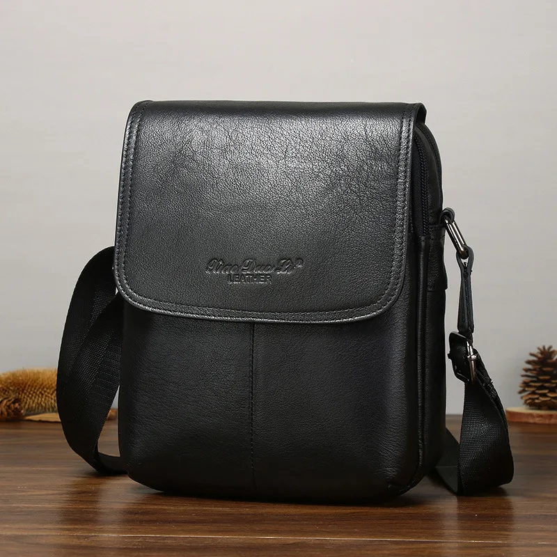 Bolsa mensageiro de couro genuíno para homens, bolsa crossbody de couro luxuoso, bolsa vintage pequena para telefone de viagem masculina