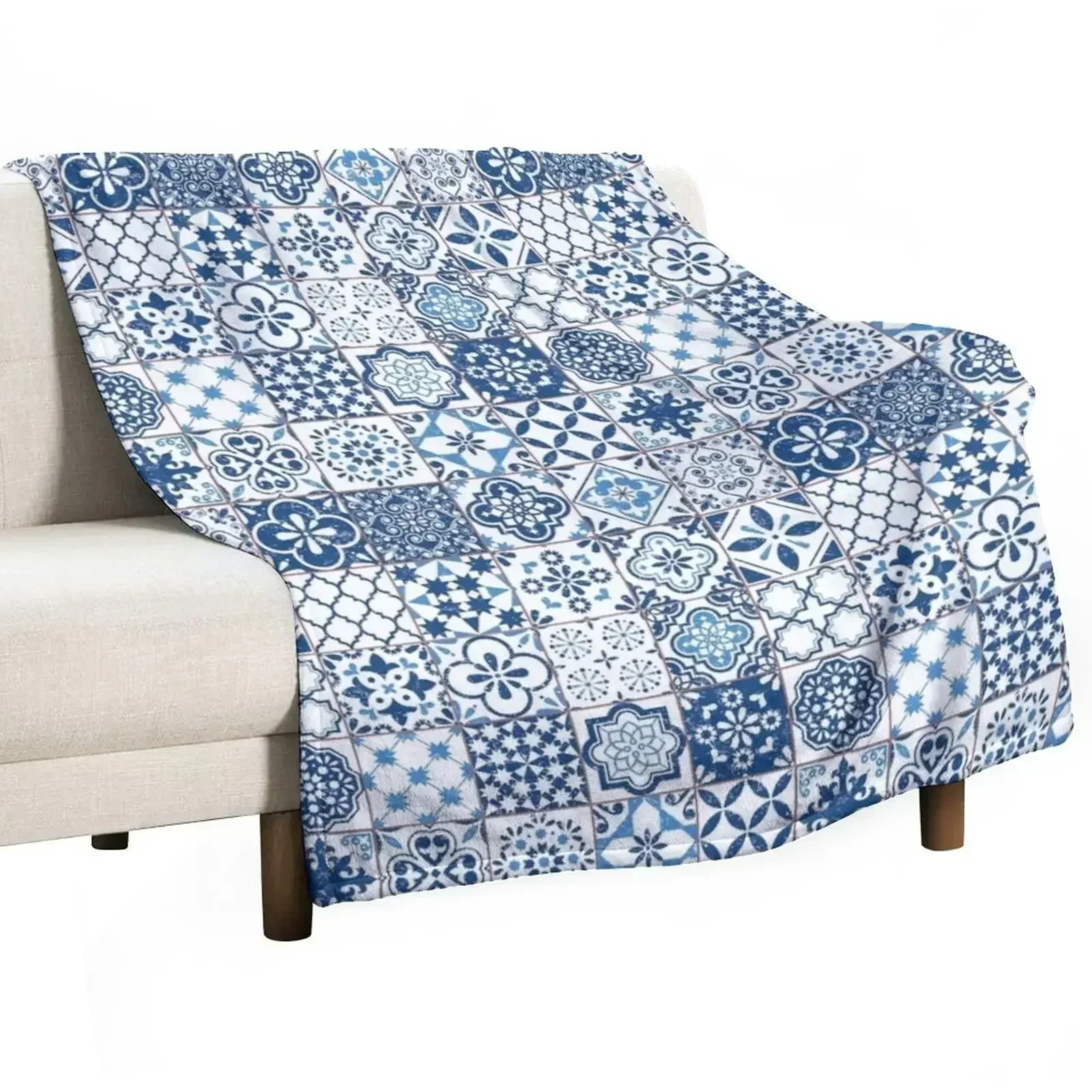 Portuguese Azulejos Throw Blanket Multi-Purpose Comforter for winter Sofas blankets ands Nap Blankets