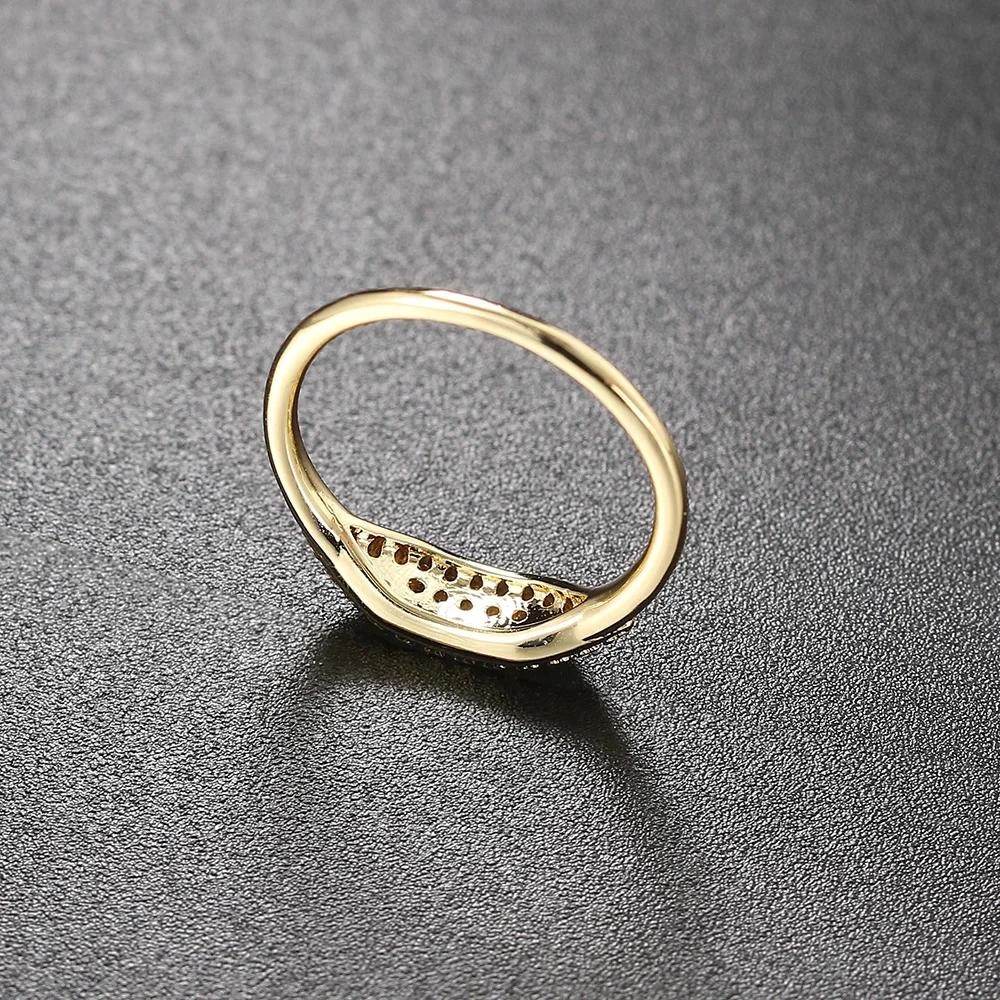 Dainty Minimalistischen Stacking Ring Für Frauen Trendy Zirkonia Gold Kristall Finger Zubehör für Weibliche Schmuck Geschenk R737