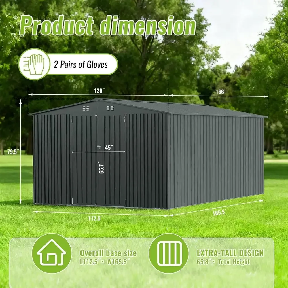 Durable Metal Outdoor Storage Shed - Lockable, Waterproof for Tools, Equipment, Ideal for Garden, Patio, Lawn view 2