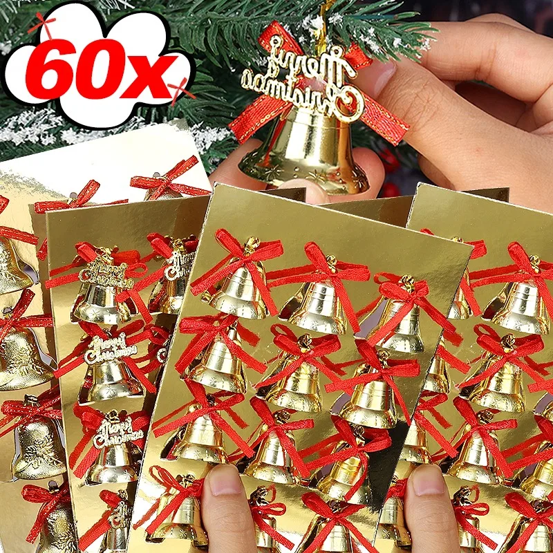 Christmas Small Bell Ornament Xmas Tree Garland Hanging Ornament Bow Bells Home Xmas New Year Gift Party Decor Supplies 2.5-5cm