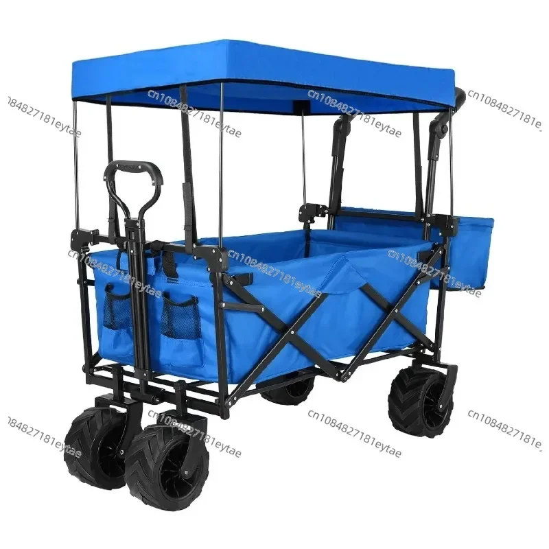 Suitable for folding beach buggy camping folding cart with roof brake folding handcart