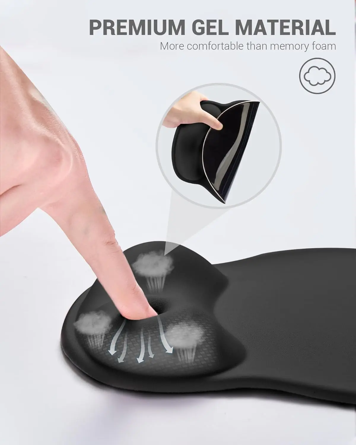 Tapis de souris ergonomique antidérapant, support de poignet confortable, sous-souris en gel