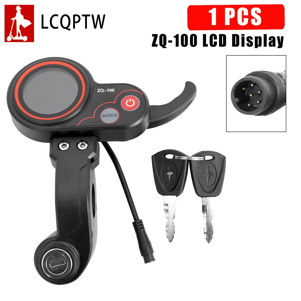 ZQ-100 Mileage Meter 6 Pin Throttle Dashboard Electric Scooter LED Display Instrument with Key Speed Adjustable Accessories