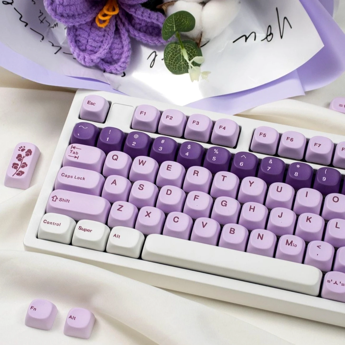 

Grape, Gradient Purple MOA Keycap PBT 135 Keys, Customized for 60/84/98/108 Mechanical Keyboard