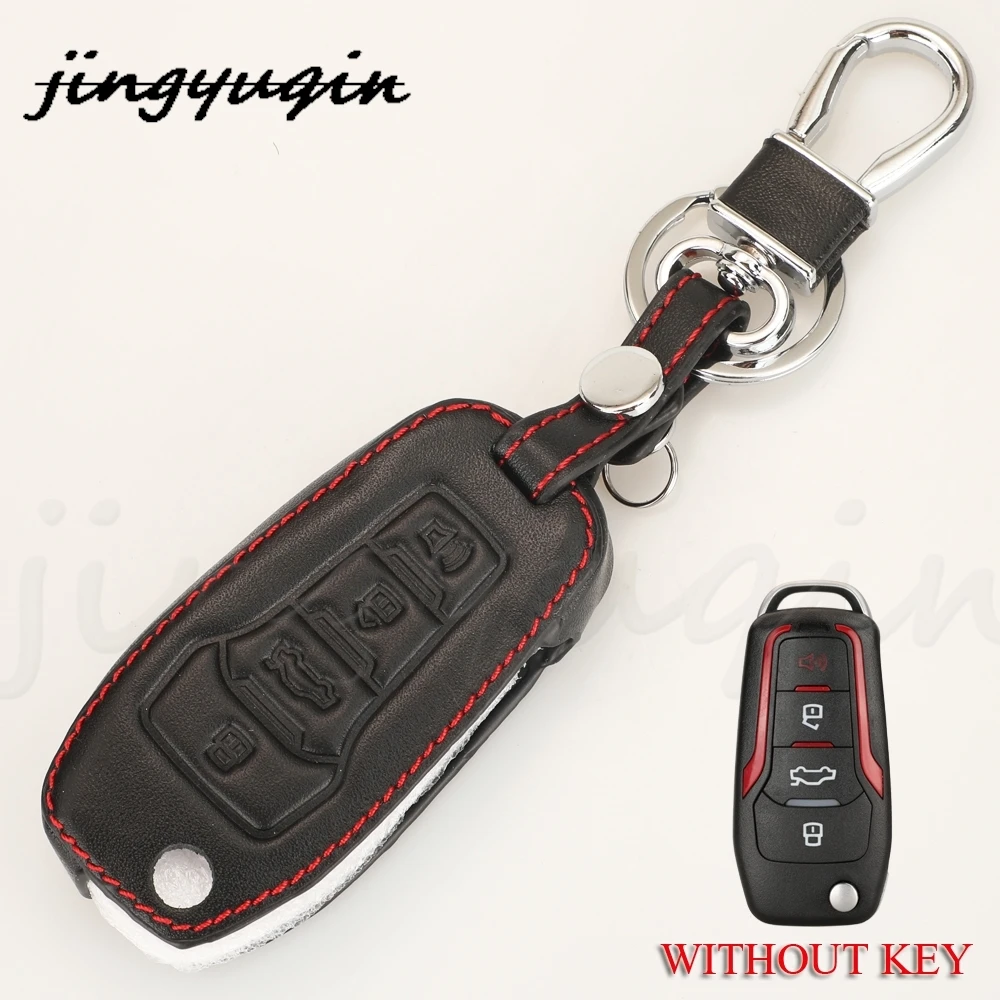 

Jingyuqin 15pcs Replacement 4 Button Remote Car Key Case Cover Leather Protect Shell For Ford Car Accessories