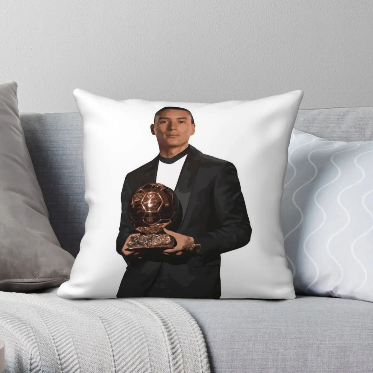 Darwin Nunez Ballon D'Or Square Pillowcase Polyester Linen Velvet Pattern Zip Decorative Sofa Cushion Cover 45x45