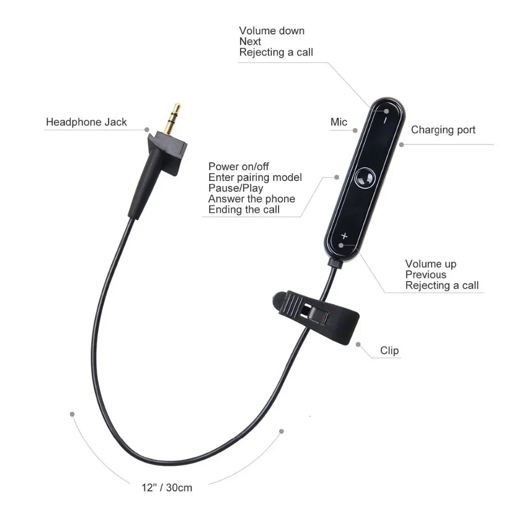 Replacement Cable for Bose AE2 AE2i Bluetooth V4.1 Stereo Adapter Audio Transmitter Noise Cancellation Headphone Into Wireless