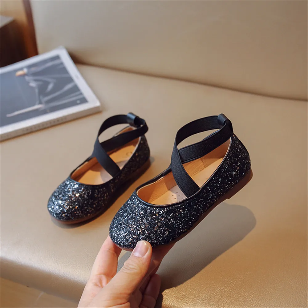 Spring Autumn Girl Shoes Korean Version Little Girl Princess Shoes Students Dance Shoes Crystal Fashion Bean Shoes