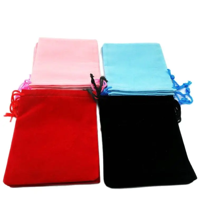 100PCS/Lot  10x12cm Velvet Drawstring   Jewelry Bag Blue Pink Black Red Christmas Wedding New Year B-059