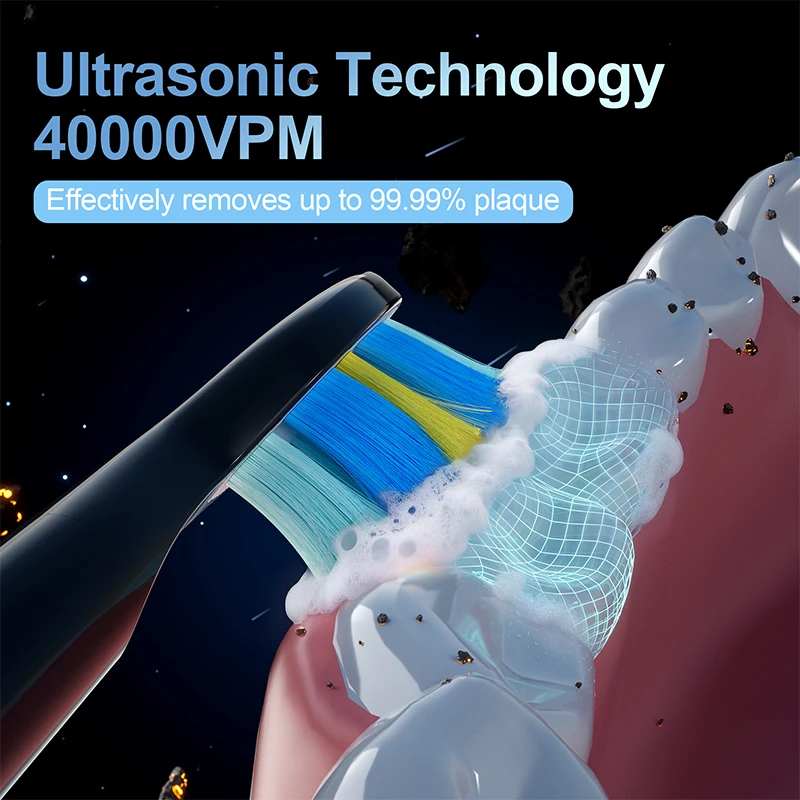 Yunchi فرشاة أسنان كهربائية بالموجات الصوتية Y5 للكبار الموقت 5 طرق مايكرو USB قابلة للشحن فرشاة أسنان ث 8 قطعة رؤوس فرشاة بديلة