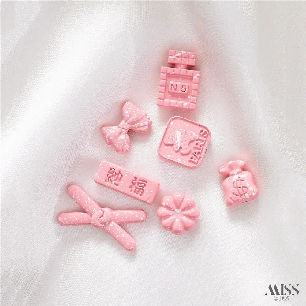 Peinture de rétention de couleur, série rose, blanc, mignon, perle à trou traversant, bricolage, Bracelet, collier, accessoires de ficelle