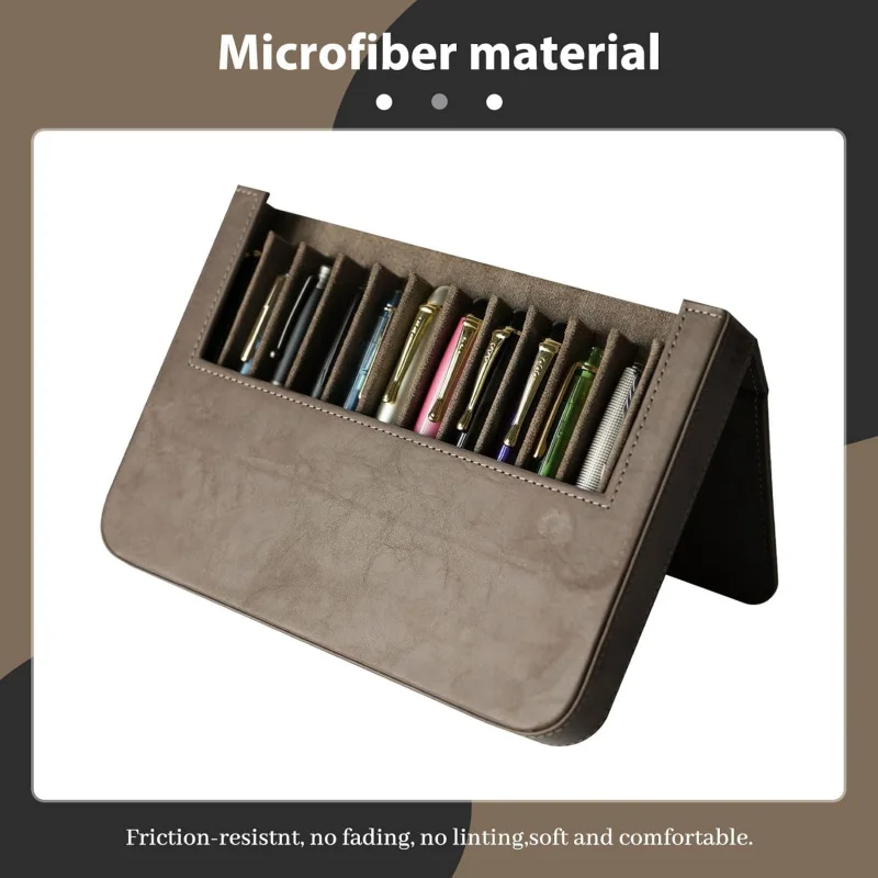 Astuccio porta penne stilografiche in similpelle PU, fatto a mano, chiusura magnetica con cassetto, regalo di Natale per uomo/donna/ufficio, 12 scomparti