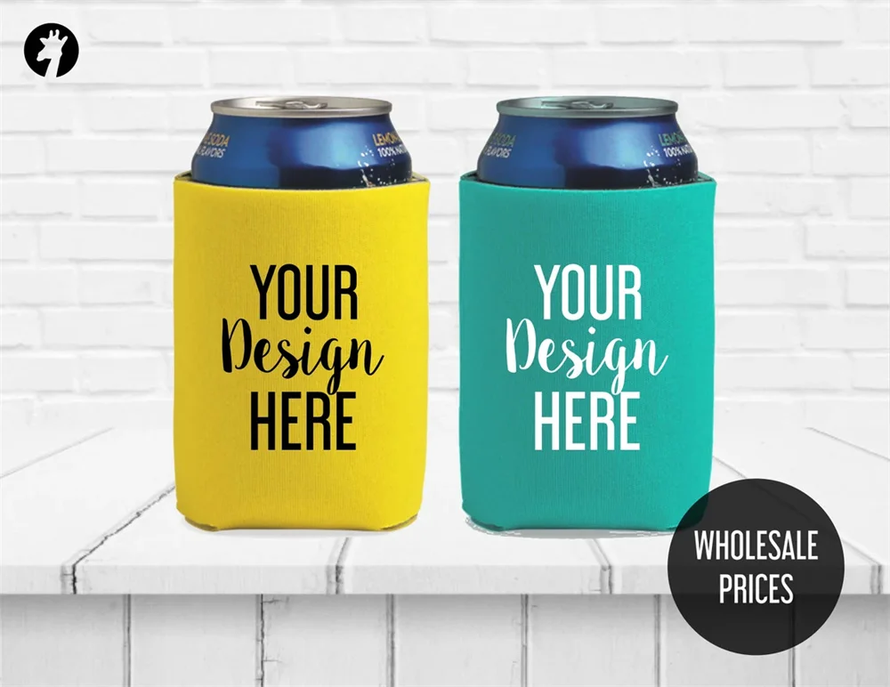 Can Coolers Personalized - Beer Holder with your own design - Wedding Favors - Beer Sleeve - Custom Printed Beverage Holder