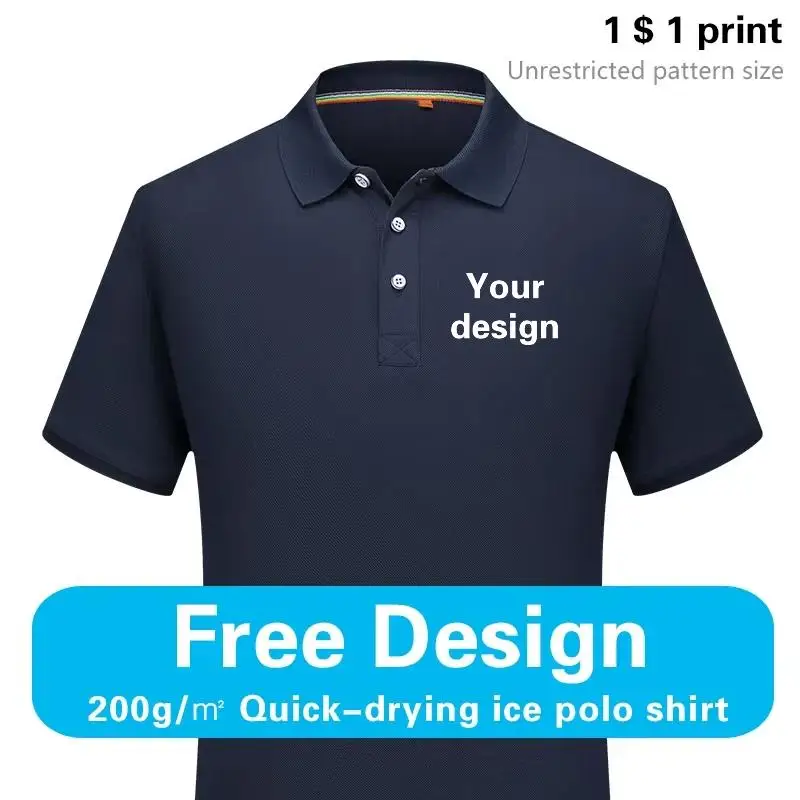 Custom Men's And Women's Ice floss Polo quick drying Shirts LOGO Lapel Short-Sleeved Embroidered/Printed Company Brand diy