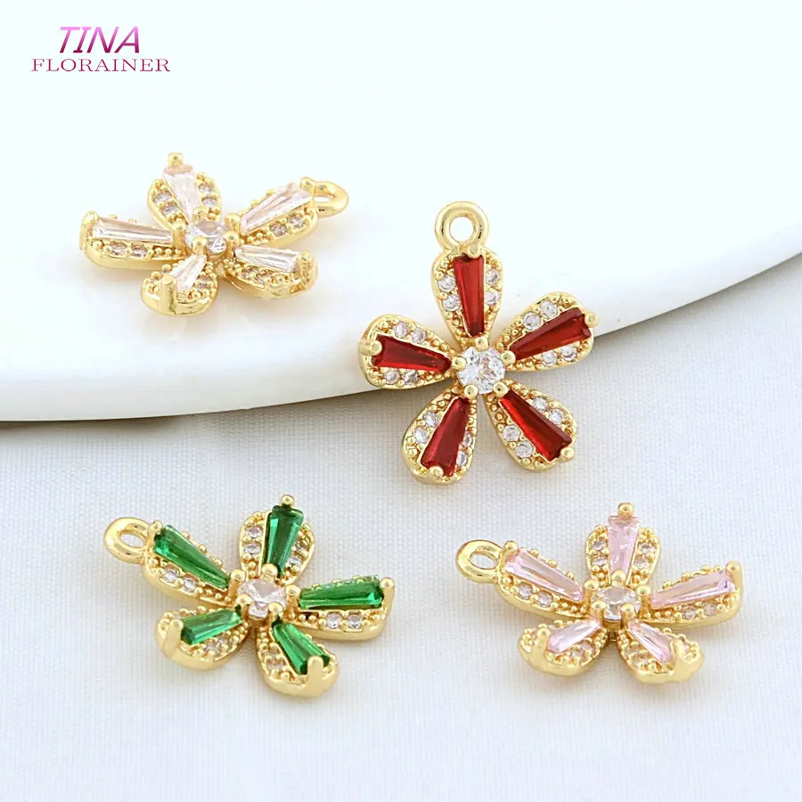 

15*17MM 18K Gold Color Brass Flowers Charms Pendants Jewelry Making Supplies Diy Necklace Earrings Findings Accessories