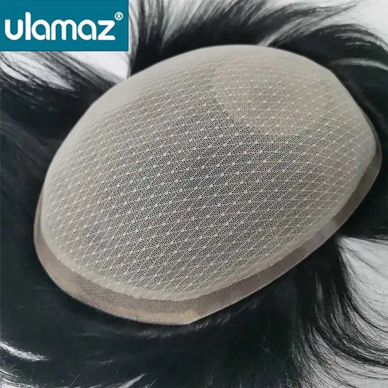 Lace & Pu Toupee Men Human Hair French Lace Male Hair Prosthesis Affordable Mens Hair Replacement Systems Unit Hair For Asian