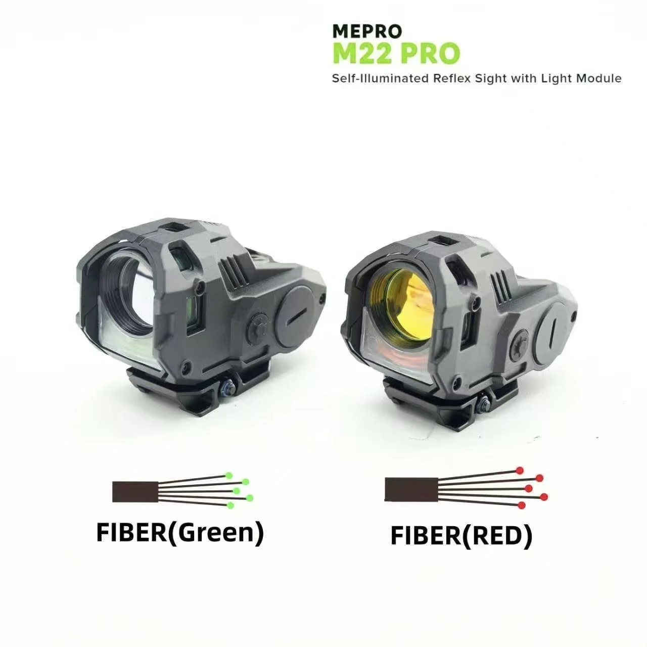 

The new tactical M22, PRO true fiber optic reflective sight for day and night use, MOA triangular red/green reticle sight