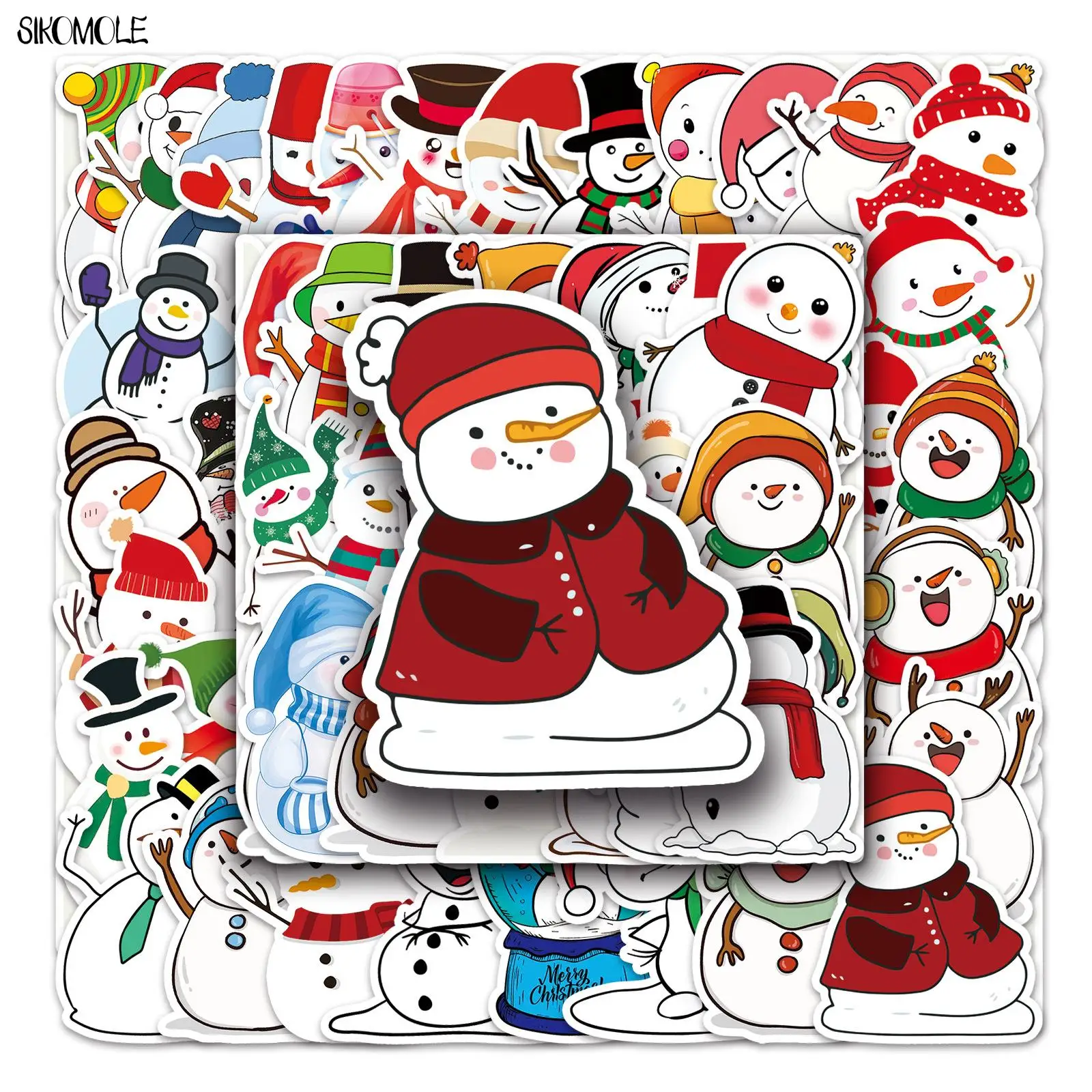 10/30/50pcs Christmas Snowman Stickers DIY Gift Kid Toys Laptop Suitcase Skateboard Phone Guitar Decal Graffiti Cartoon Sticker