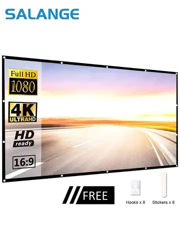 Salange Projector Screen Portable Projection Screen 100 Inch 120 Inch 150 Inch 16:9,Outdoor Movie Screen For Travel Home Theater
